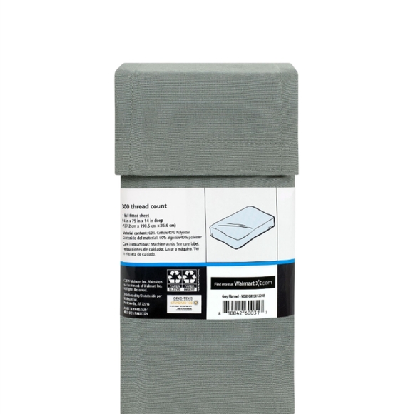 Percal 1 fitted sheet gray - Picture 3 of 4